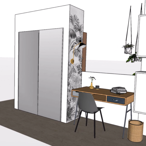 Atelier-Agencement-Aménagement d'un coin bureau dans une entrée d'appartement-Aix les Bains