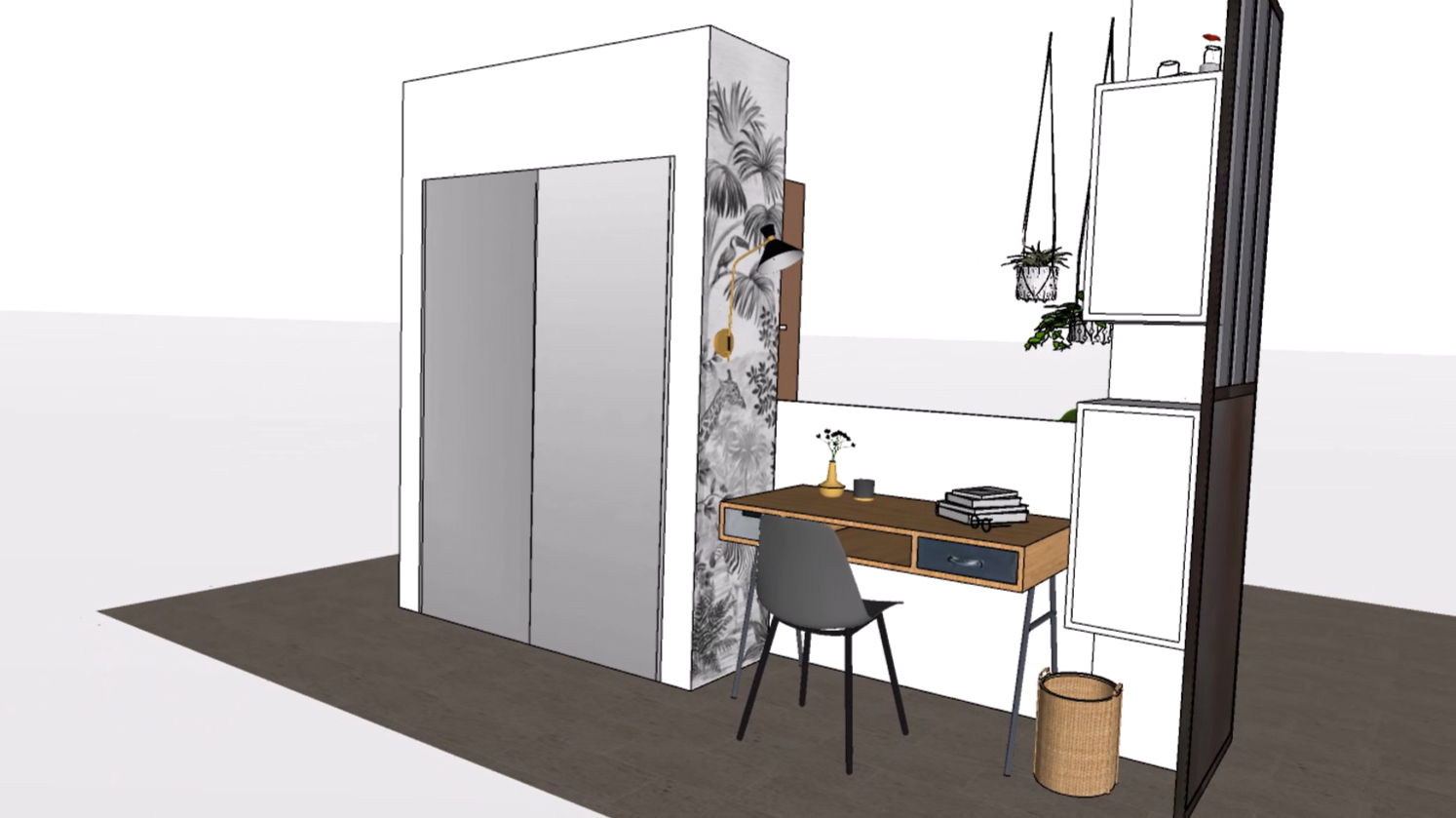 Atelier-Agencement-Aménagement d'un coin bureau dans une entrée d'appartement-Aix les Bains